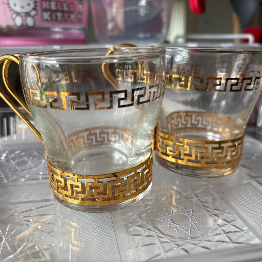 Libbey Gold Greek Key Drinkware Set